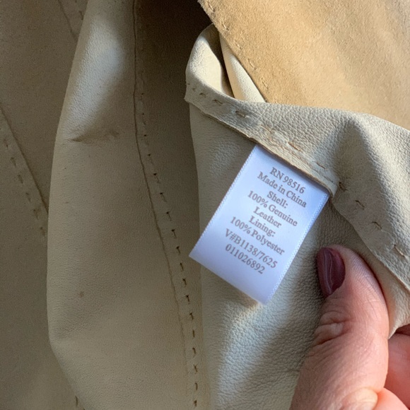 tan leather coat - Picture 8 of 8